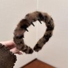 fdsmall Leopard Print Plush Headband for Women No Slip Headbands