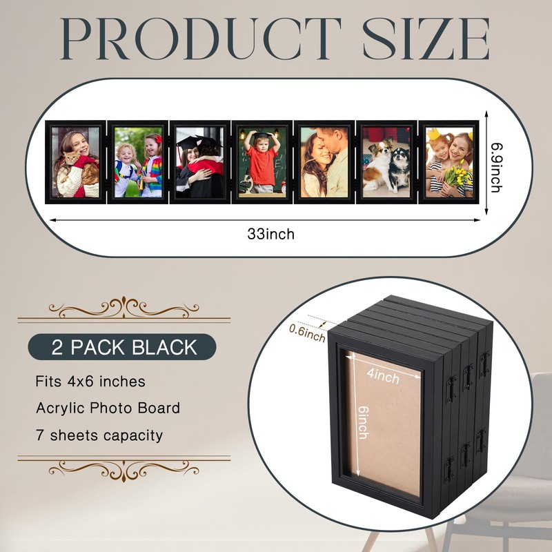 Sintuff 2 Pack 7 Folding 4x6in Hinged Picture Frame Foldable