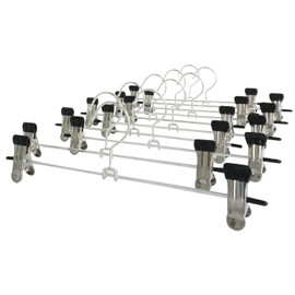 Wodoso 10 Perchas para Pantalones con Clip，Clips Antideslizantes Ajustables sin Marcas Resistentes Perchas metálicas para Pantalones y Faldas