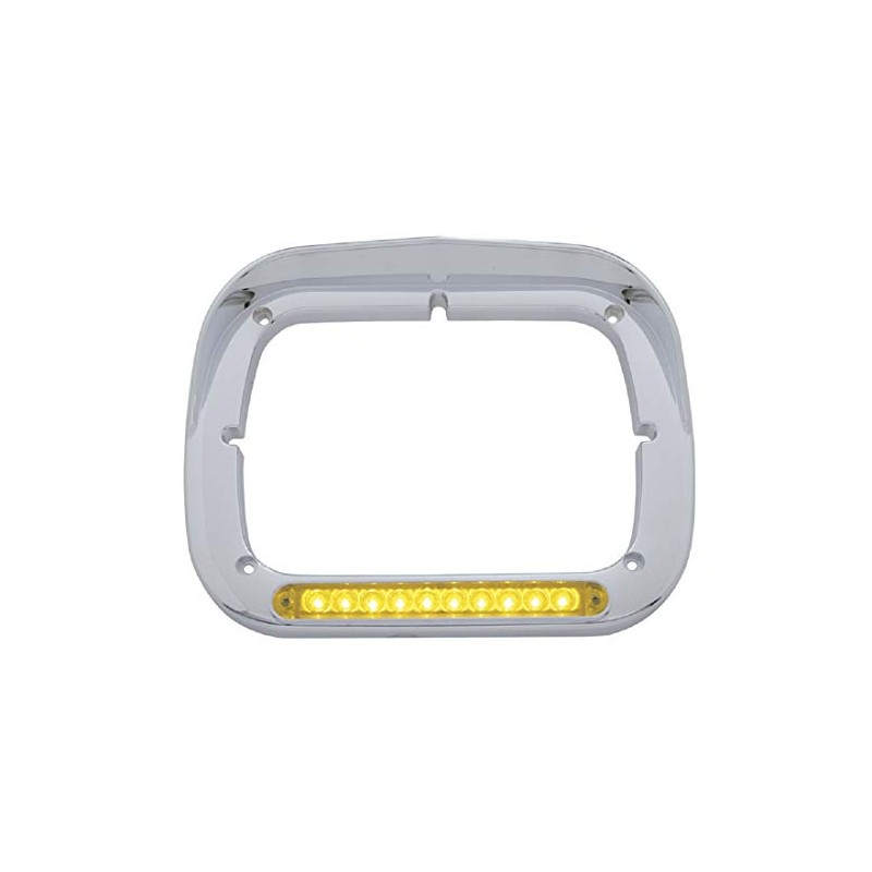 C2W Pair of Peterbilt Single Headlight Bezels 6x8 Amber Lens