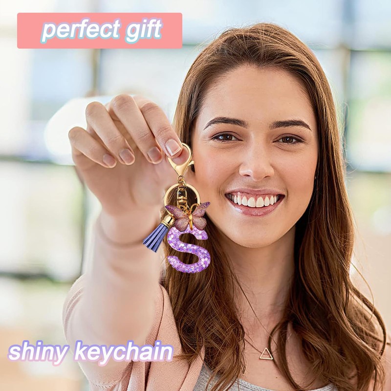 mohito Keyring Letter Keyring with Initial Letters Pink Butterfly Key