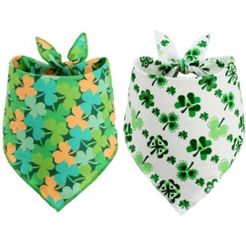 2 Pack St Patricks Day Bandana for Dogs,Triangle Bibs Pet Scarf for Dogs