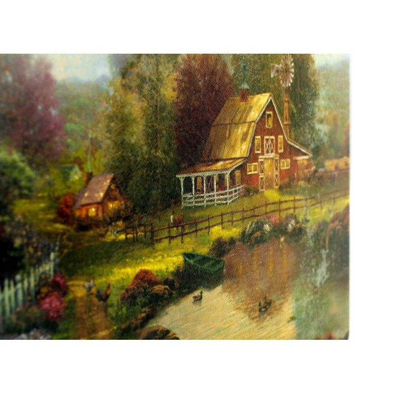 Thomas Kinkade Country Farm House Tempered Glass Cutting Board -