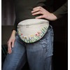 Embroidered fanny pack for women Flowers waist bag Small linen