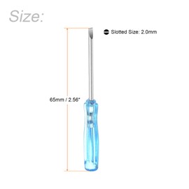 TOP-VIGOR 2pcs Mini Slotted Screwdriver 2mm Flat Head 65mm Length, Small Precision Screwdrivers with Non-Slip Handle for Electronics, Glasses, Watch, Computer and Small Appliance Repair