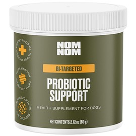 Nom Nom Dog GI-Targeted Probiotic Support - with Prebiotic Fiber, Inulin, and Saccharomyces boulardii - Gut Health Dog Probiotics for Gastrointestinal and Stomach Relief (GI Powder)