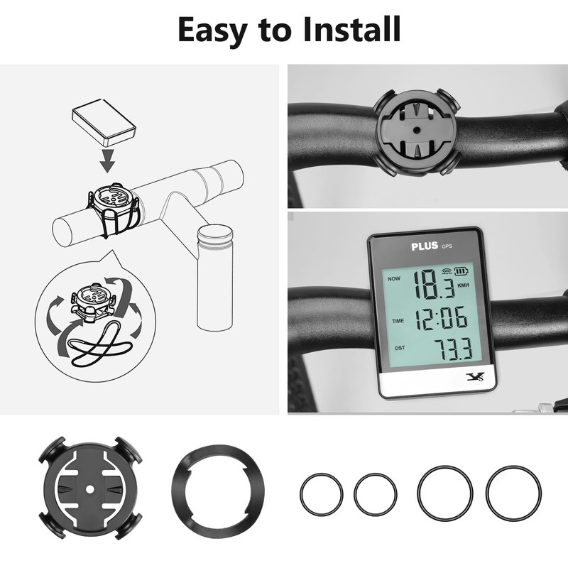 GPS Bike Computer Wireless Cycling Speedometer Odometer, 3.26" LCD Display