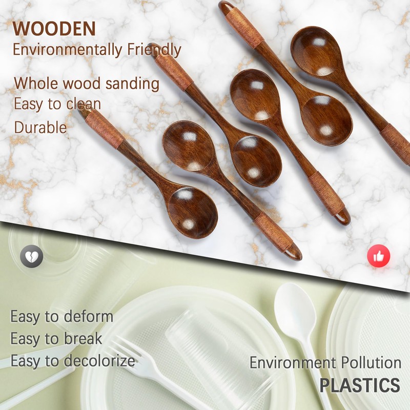Hefild 6 PCS Wooden Spoons for Honey, 6.7 inch Small