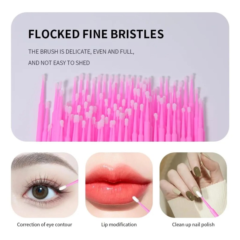 300 Microbrush +150cepillos+150lip Brush Para Pestañas Rosa