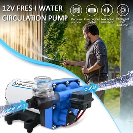 HuanQiuSensmart T42 Automatic 12v DC RV Water Pump Self-Priming Diaphragm Water Pump 5.0GPM 70PSI with Pressure Switch and Strainer for water pressure booster Kitchen, Bathroom,Caravan, Garden