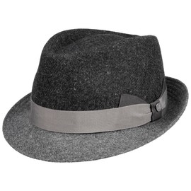 LIERYS Classic Twotone Trilby Wool Hat Wool Trilby Trilby Hat Men / Women - Made in Italy with Lining Grosgrain Ribbon Autumn Winter, gray