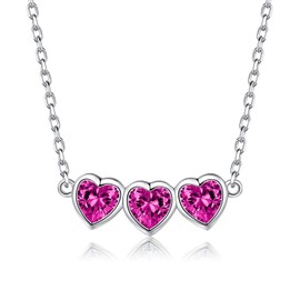 925 Sterling Silver July Birthstone Necklace for Girls Women - Cute Short Heart Necklace for Daughter & Kids Anniversary Birthday Gifts Jewelry