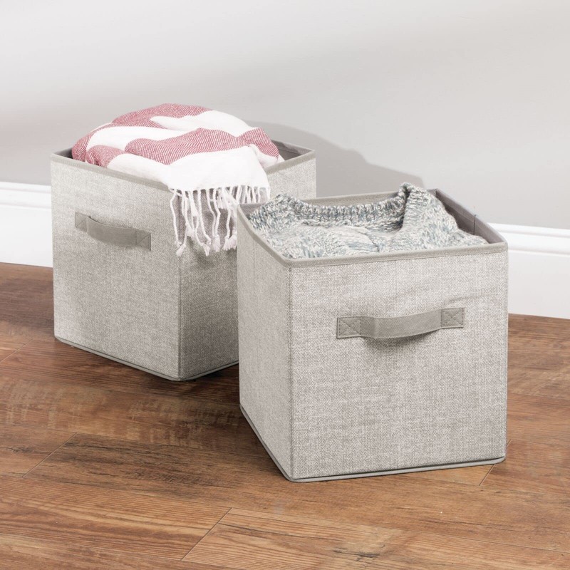 mDesign Small Fabric Collapsible Organizer Cube Bin Box with Front