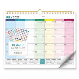 Wall Calendar 2026-2027, 18 Months Academic Calendar, July. 2026 - Dec 2027, 14'' × 11'', Monthly Wall Hanging Calendar with Thick Paper for Office Home (Colorful)