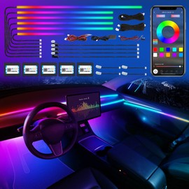 Dreamcolor Acrylic Interior Car LED Strip Light with App, RGB 14 in 1 with 175 Inches 600 LEDs Car Ambient Lighting Kits, Dual Zone LED Strip for Car