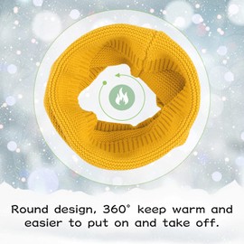 Peecabe Baby Boys Knitted Scarves Warm Toddler Girl Infinity Scarf Kids Soft Chunky Neck Warmer for Fall Winter (Yellow)