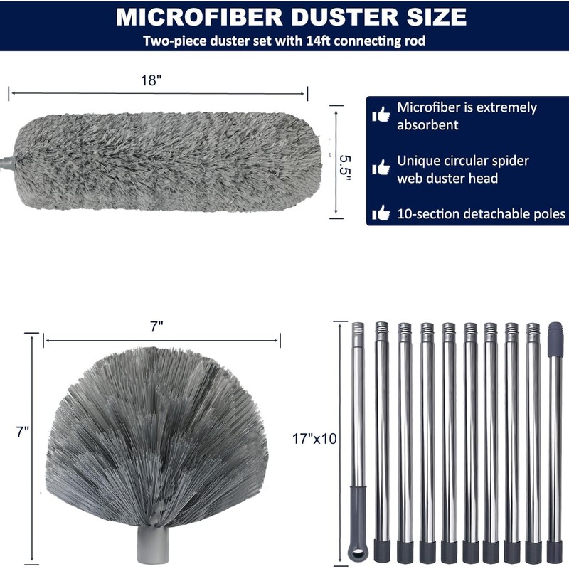 20 Ft+ High Reach Cobweb Dusting Kit with 3-14 Ft