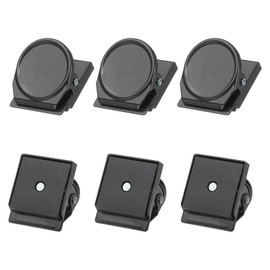 PATIKIL 31mm Magnetic Clips, 6Pcs Stainless Steel Refrigerator Magnet Hook Clips for Photo Displays, Whiteboards, Fridges, Classrooms, Office, Black