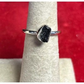 Natural Creations sterling silver stackable ring Size 8 Black Tourmaline Raw