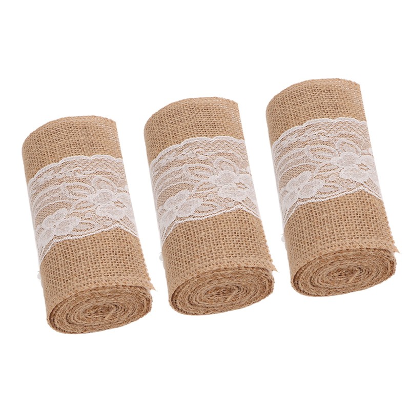 3 Rolls Jute Lace Ribbon Simple Elegant Jute Lace Ribbon