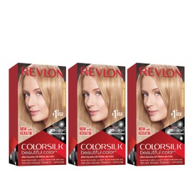 Revlon Permanent Hair Color, Permanent Hair Dye, Colorsilk with 100% Gray Coverage, Ammonia-Free, Keratin and Amino Acids, 73 Champange Blonde, 4.4 Oz (Pack of 3)