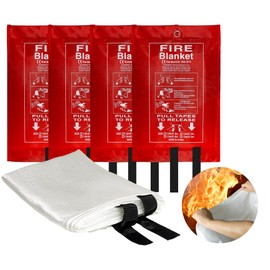 Poosue 40” x 40” Emergency Fire Blanket - Flame Suppression Fiberglass Blankets for Home, Kitchen, Camping, Car, Office, Warehouse, Emergency Survival Safety - Fire Extinguisher Alternative (4, 40*40)