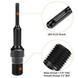 QWORK Adapter 1-1/4 Inch UNC, Adapter for Core Drill, Drill Bit Adapter, Compatible with SDS Plus