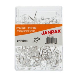 Janrax Pack of 100 Clear Push Pins Transparent Cork Board Push Pin Tub