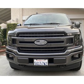 HHLOU 7.75 inch Aluminum Overlay Oval American Black Flag Rear Tailgate Emblem Compatible with Ford Expedition,2020-22 Ford F250 F350（Silver）