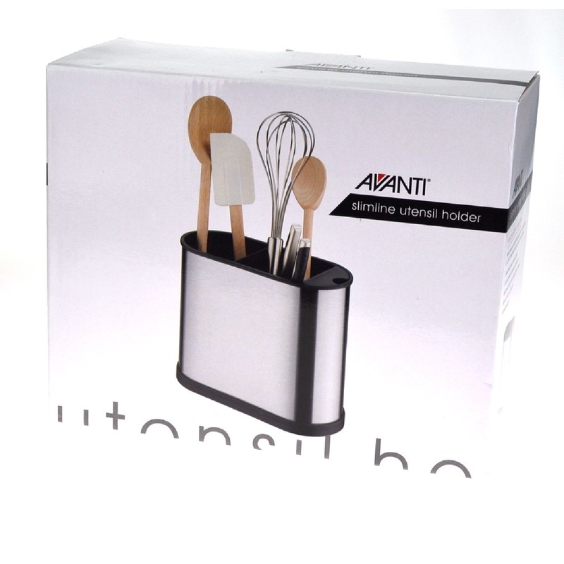 Avanti 16427 Stainless Steel Slimline Utensil Holder,Silver/black