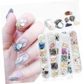 WOONEKY 2sets Natural Shell Flake Nail Art Decor Chic DIY Manicure Accessories for Elegant Nail Design for Women and Ladies