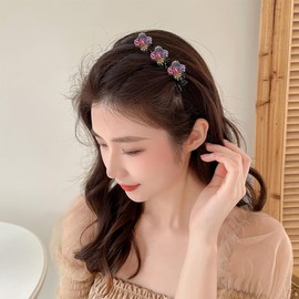 JEYORZY Pack of 4 Double Layer Hair Clips, Braided Hair Clips, Hair Clips, Women's with Sparkling Crystal Stones, Hair Clip, Elegant Clips, Hummingbird Hair Clip, Rhinestone Hair Clips, Hair Clips