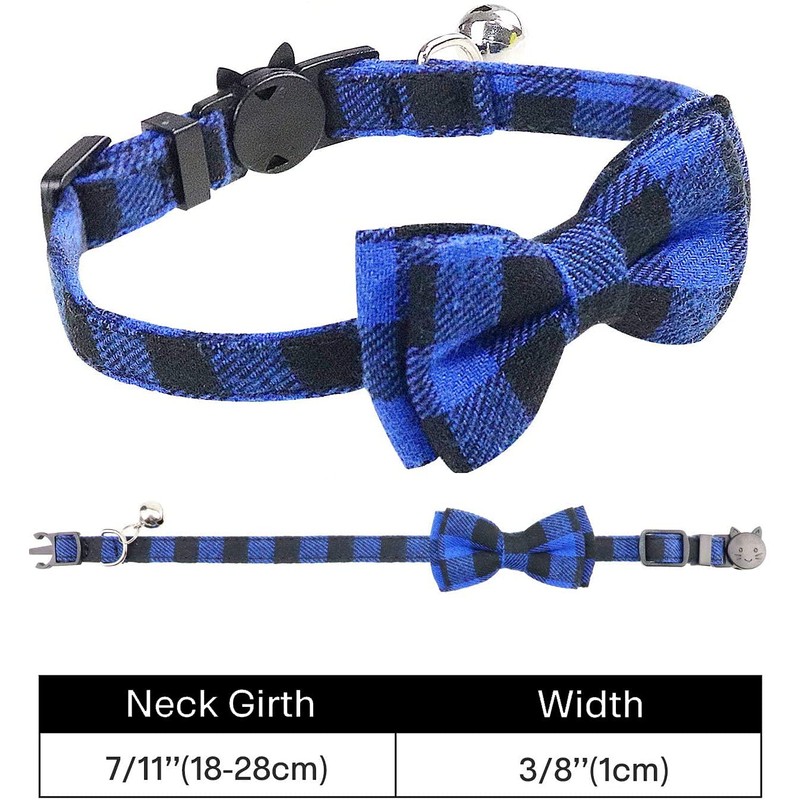 Cat Collar with Bell and Bow Tie, Quick Release Safety