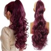 HENSLEELY Wavy Ponytail Hair Extensions Burgundy 18" Long Curly Claw