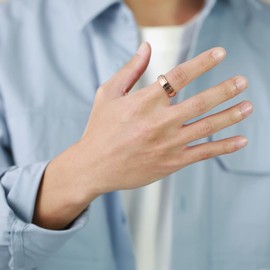 Epinki Stress Rings for Anxiety, 6MM Men Stainless Steel Rose Gold Spinner Ring Polished Stress Ring Size V 1/2