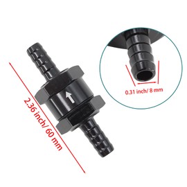 PDETVEO 2PCS 5/16 Inch Aluminium Alloy Fuel Check Valve, Non Return One Way Check Valve for Fuel Line Oil Petrol Diesel Gasoline Water, Black