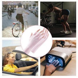 AWOCAN Women Sun Protective Gloves UV Gloves for Manicures Sunscreen Fingerless Gloves Ice Silk Short Gloves Summer (PINK)