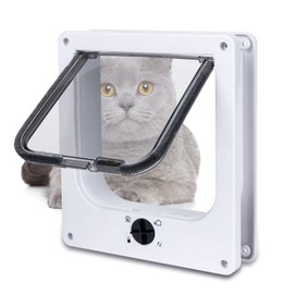 Upgraded Version - Cat Doors Flap (for Cat up to 29.5lb), Magnetic Pet Door with 4 Way Locking for Interior Exterior Doors, Weatherproof Gate, Easy Installation