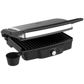 HOMCOM 4 Slice Panini Press Grill, Stainless Steel Sandwich Maker with Non-Stick Double Plates, Locking Lids and Drip Tray, Opens 180 Degrees to Fit Any Type or Size of Food 13.75"x12.75"x4.75"
