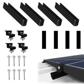 Xkzhrr Solar Panel Bracket for 1 x Module, PV Bracket Mounting Kit - 12 cm Black Rail + Adjustable, Bracket Solar Panel for Flat Roof Trapezoidal Roof Sheet Roof (for 1 x Solar Module)