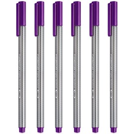 STAEDTLER 334 Triplus Fineliner Superfine Point Pens - 0.3mm - Violet - Pack of 6