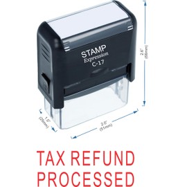 stampexpression - Tax Refund Processed Office Self Inking Rubber Stamp - Red Ink (A-50050)