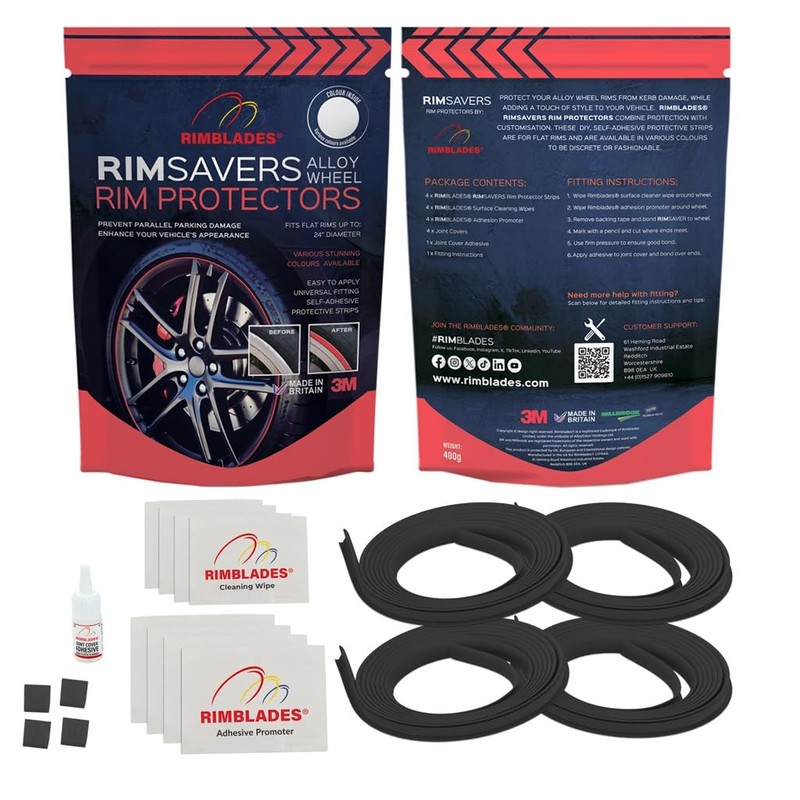 Rimsavers Black Alloy Wheel Protectors | FOR FLAT EDGED Wheels