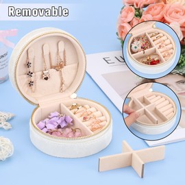 Mini Velvet Travel Jewelry Case, Travel Jewellery Box Organiser, Small Jewelry Organiser Storage for Rings Earrings Necklace Bracelets, White