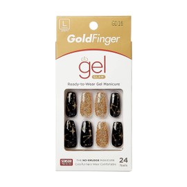 Gold Finger Gel Glam Design Nail Press On Nail Kit de uñas de gel, sin esmalte de larga duración (GD16)