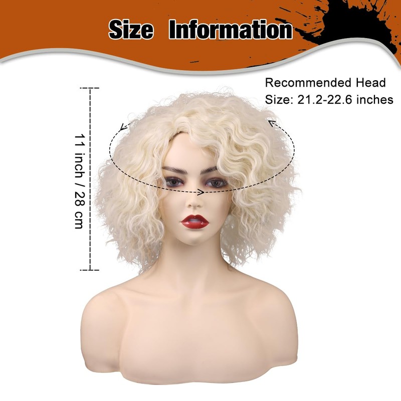 ColorGround Medium Curly Blonde Cosplay Wig for Women the Bride