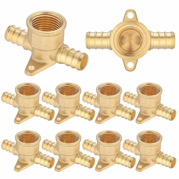(10 Pack) Lidertik 1/2 Drop Ear Tee Pex Adapter, 1/2"