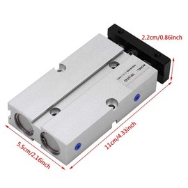 Broco 1pc 16mm Bore Double-Rod Double-Acting Aluminum Alloy Pneumatic Air Cylinder (40mm Stroke)