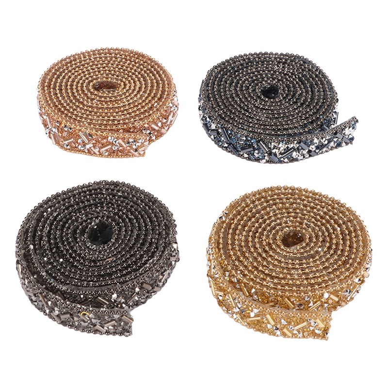 4Pcs Crystal Rhinestone Ribbon Self Adhesive Cuttable Shiny Rhinestone Ribbon