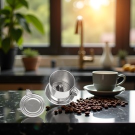 1 Set Silver Vietnamese Coffee Filter Stainless Steel Coffee Pot Drip Infuse Cup Brewing Teapot No Need Paper Drip Coffee Pot Machine Filter Attractive processing, Reusable Filters